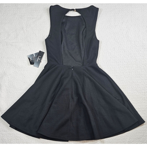 NWT Lulus Gal About Town Black Backless Textured Skater Dress - Picture 5 of 11